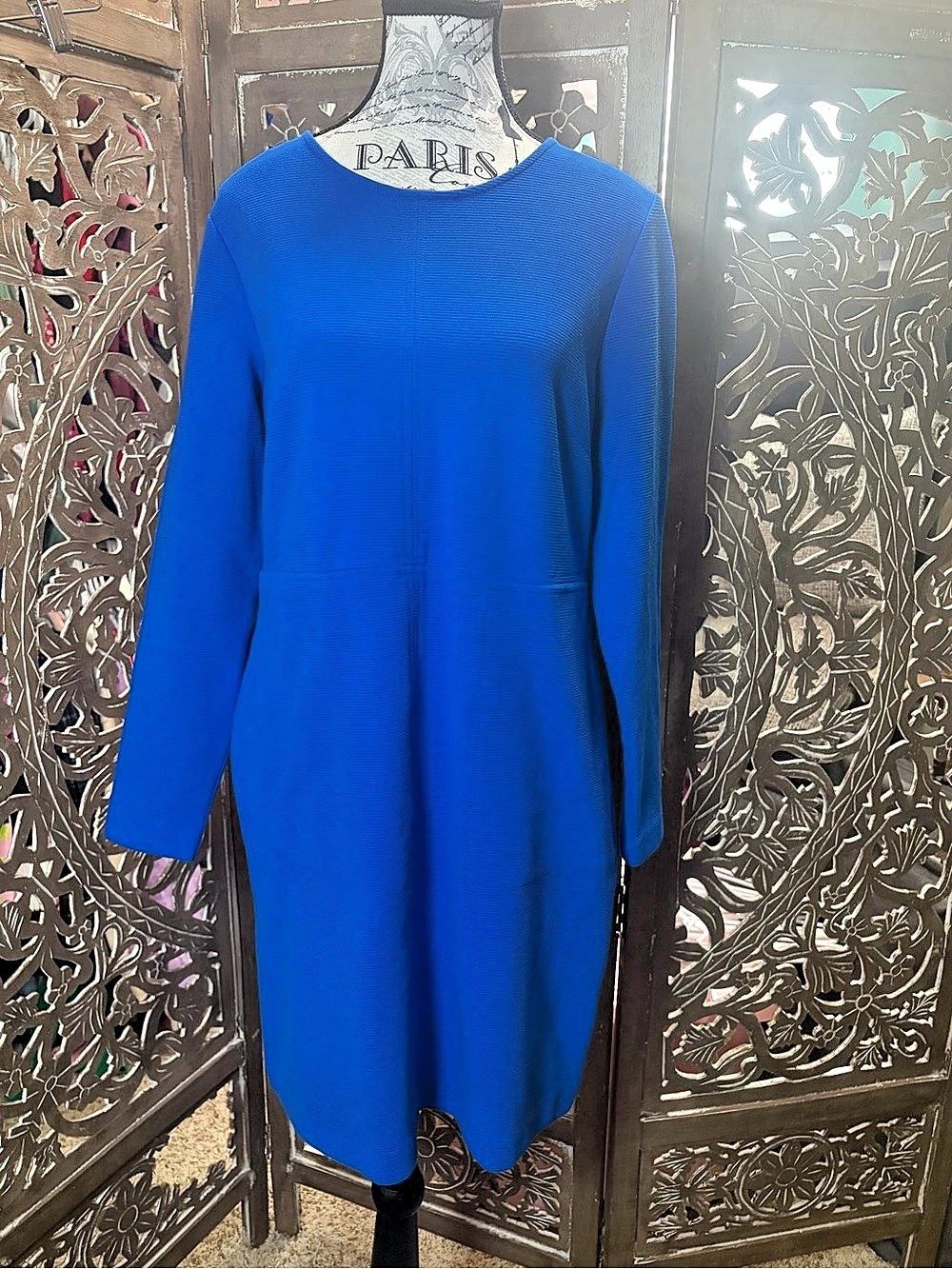 Boden Nia Ottoman Long Sleeve Dress Mini Dress Blue Size 10 - Picture 2 of 4